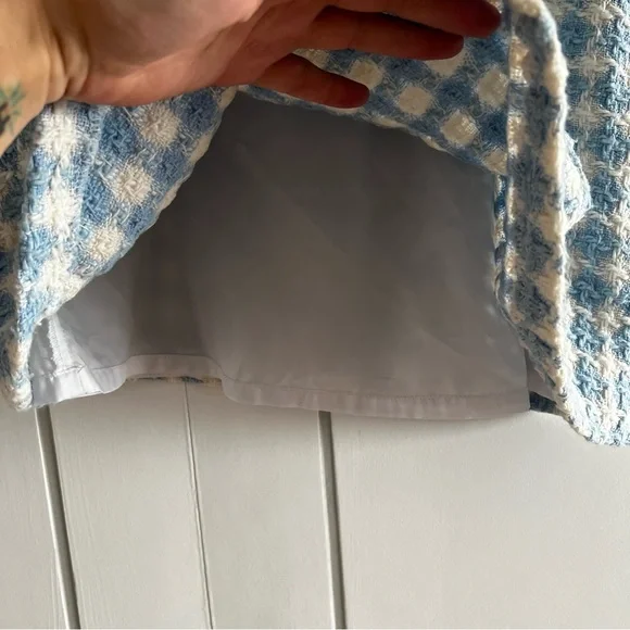 Vintage 90s Y2K Berto Lucci Made in Italy Barbiecore Baby Blue Tweed Mini Skirt - Picture 5 of 13